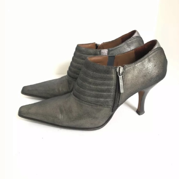 Donald J Pliner Monica Pewter Ankle Heeled Booties - Picture 3 of 6